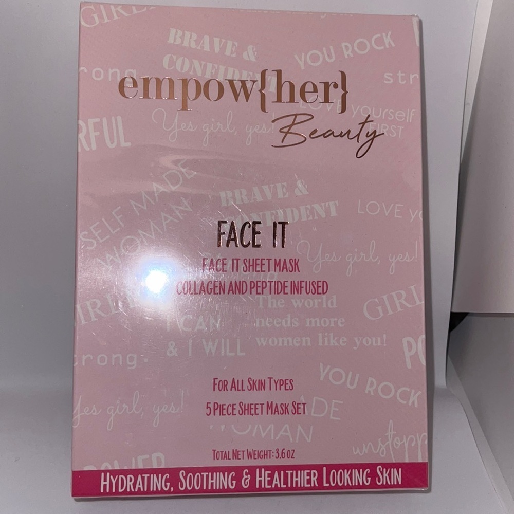 empower(her) beauty Face It Sheet Masks collagen and peptide infused.